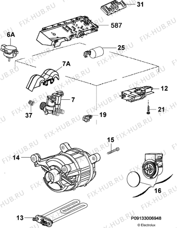 Взрыв-схема стиральной машины Curtiss PTL1055E - Схема узла Electrical equipment 268